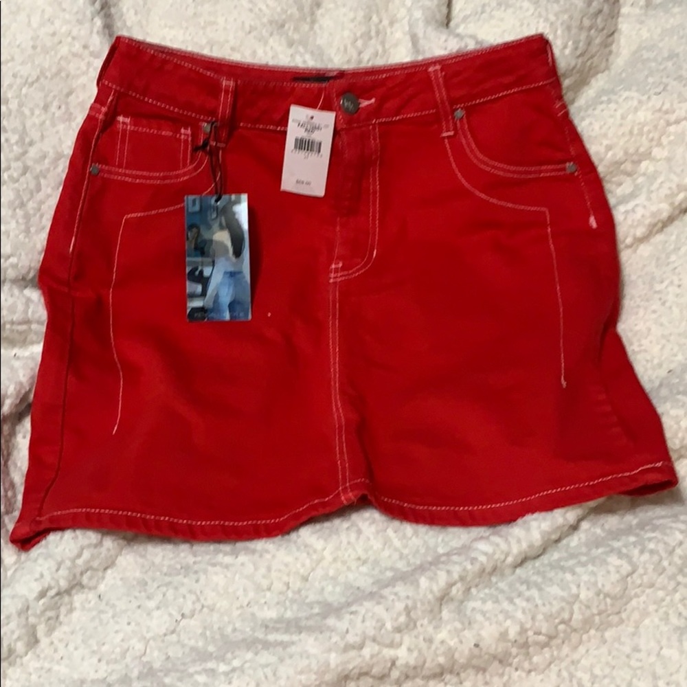 Kendall & Kylie Red Jean Skirt